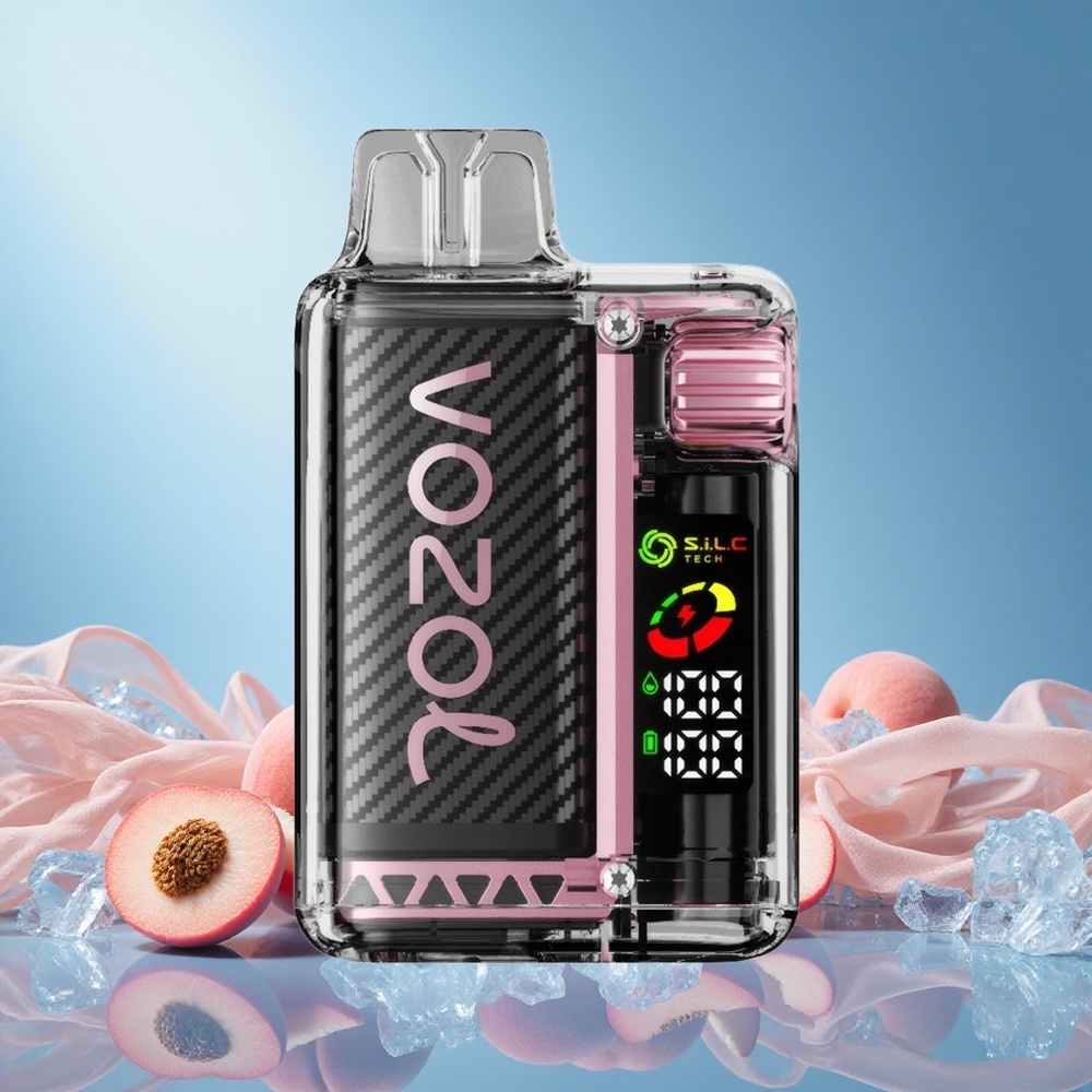 VOZOL Vista 20000 Puffs Peach Ice Rechargeable 650mAh 2% Nicotine OLED Screen Dual Mesh Coil grossiste puff