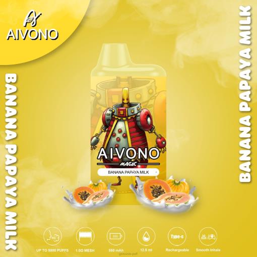 Aivono AIM MAGIC 5800 Mouth Box Cigarette Banana Papaya Milk TLF2094