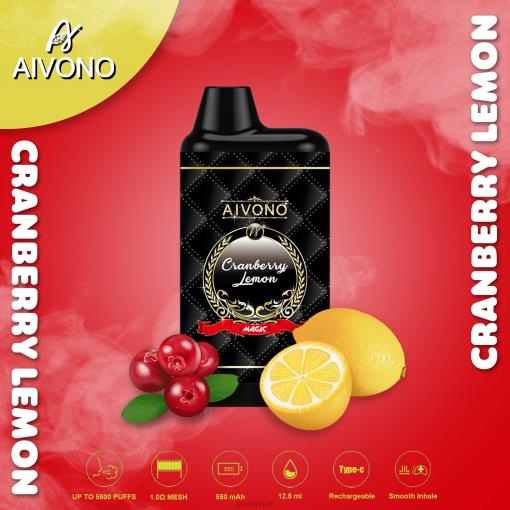 Aivono AIM MAGIC 5800 Mouth Box Cigarette Cranberry Lemon TLF2089