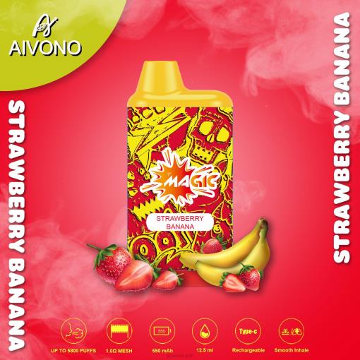 Aivono AIM MAGIC 5800 Mouth Box Cigarette Strawberry Banana TLF2093 Aivono AIM MAGIC 5800 Mouth Box Cigarette Strawberry Banana TLF2093