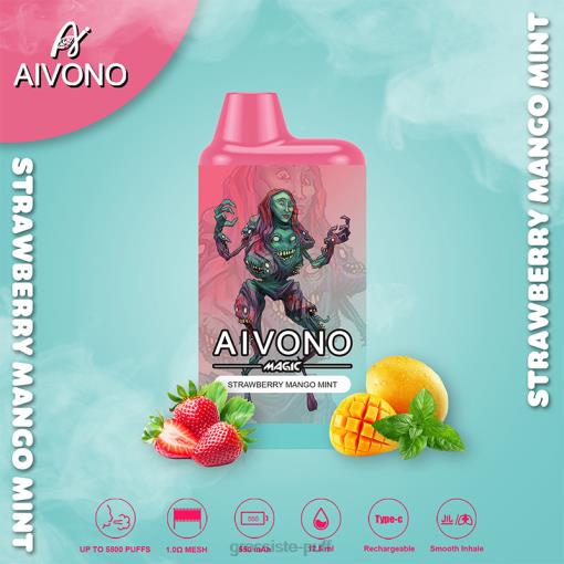 Aivono AIM MAGIC 5800 Mouth Box Cigarette Strawberry Mango Mint TLF2097