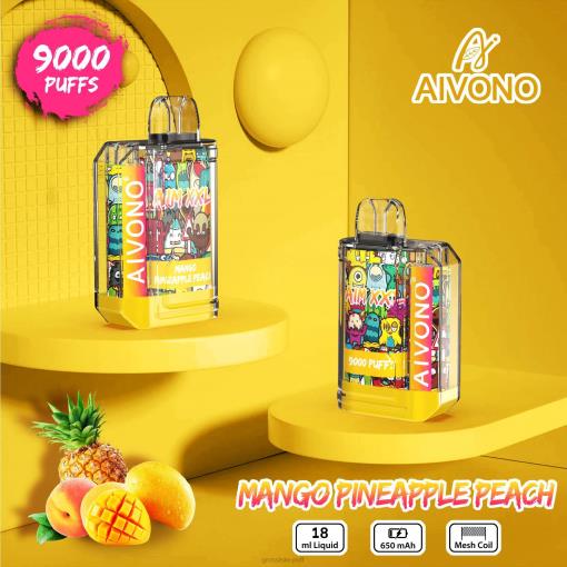 Aivono AIM XXL 9000 Mouth Sticker Transparent Mango Pineapple Peach TLF2049