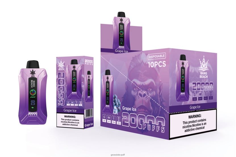 Bang Beach 20000 Puffs Smart Screen Vape Grape Ice L6HJ6610
