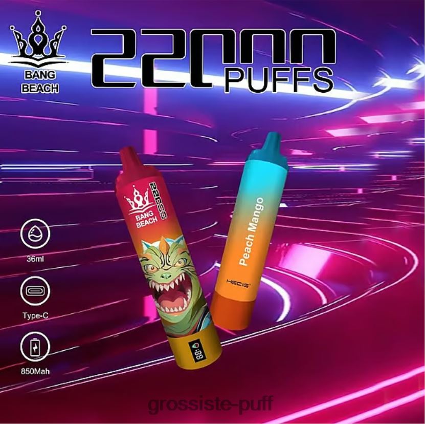 Bang Beach 22000 Puffs Smart Screen Peach Mango L6HJ6624