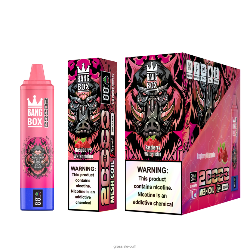 Bang Box 20000 Puffs Smart Screen Raspberry Watermelon L6HJ6653