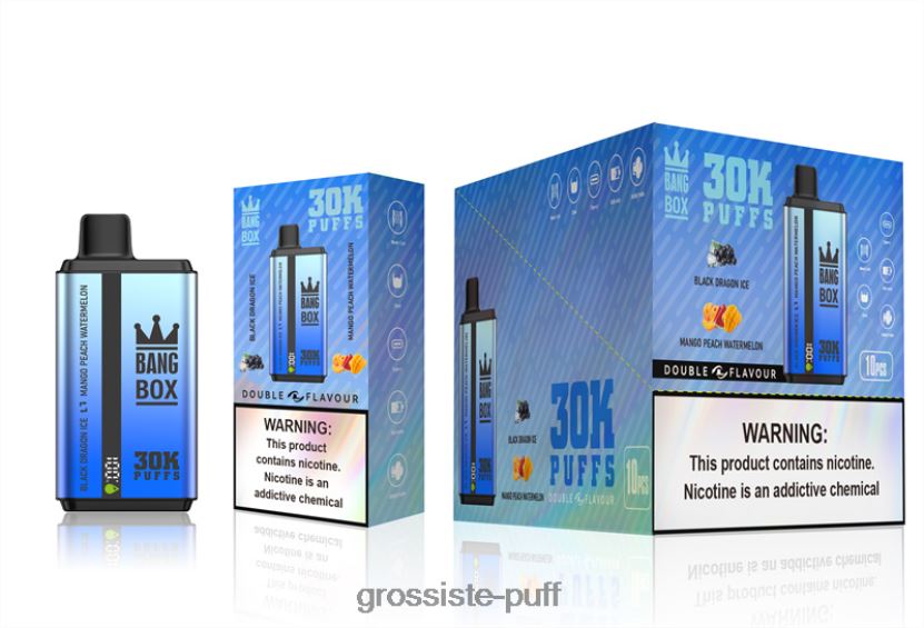 Bang Box 30000 Puffs Dual Flavors Black Dragon Ice & Mango Peach Watermelon L6HJ6671
